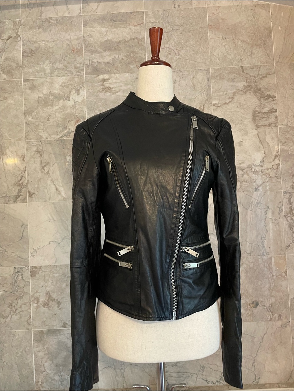 ZARA Woman Faux Leather Biker Moto Jacker - Picture 2 of 12